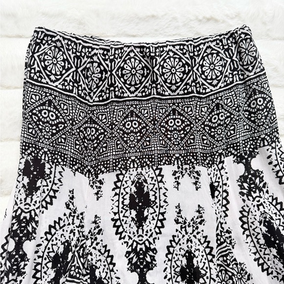 Free People Boho Strapless Maxi Dress Black Ivory Print Size S - Picture 6 of 10